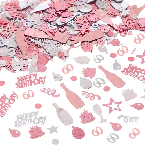 Vista 10 de Confeti de cumpleaños número 13, confeti de oro rosa número 13, confeti de papel de aluminio metálico, estrella para pastel de cumpleaños, confeti