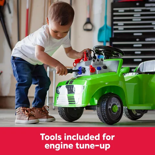 Vista 4 de Juguete eléctrico para niños Trax Fix & Ride Car para niños pequeños, 6 voltios, niños de 1.5 a 2.5 años, peso máximo del usuario 44 libras, verde