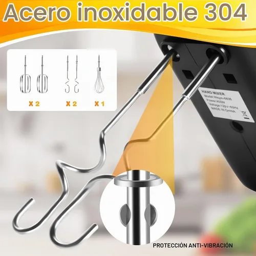 Vista 6 de Batidora de mano eléctrica de 400 W, 5 velocidades con turbo, 5 accesorios