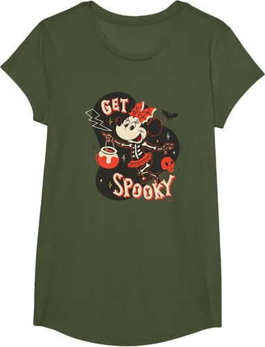 Vista 75 de Disney Disfraz de esqueleto de Minnie Mouse para Halloween, camiseta espeluznante Negro