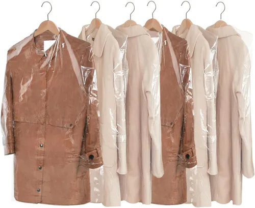 Vista 10 de BEISHIDA 25 bolsas de plástico de 35.5 pulgadas, bolsas de plástico transparente para limpieza en seco, bolsas de lavandería para ropa para colgar