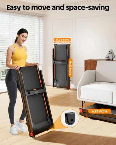 Vista 7 de 5% Incline Walking Pad Treadmill, 300LB Capacity Folding Treadmills for Home, Walking pad with Handle bar, 3.0 HP Quiet Dual Cushion System