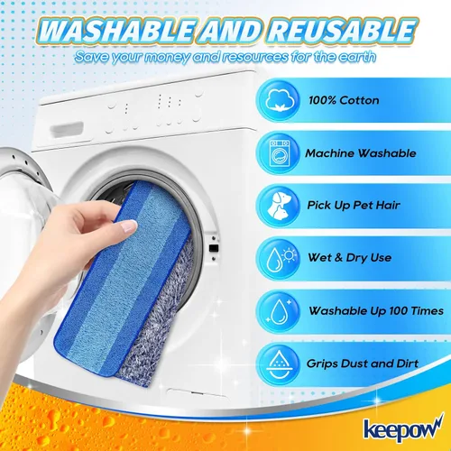 Vista 9 de KEEPOW Almohadilla de limpieza de microfibra de 18 pulgadas, almohadillas de repuesto para mopa para pisos de madera dura, almohadillas