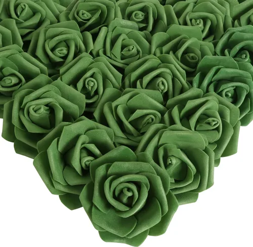 Vista 10 de IPOPU Cabezales de rosas artificiales, 100 rosas falsas de espuma negra de aspecto real para bricolaje, bodas, baby shower, centros de mesa 100