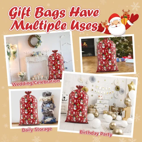 Vista 7 de M-sorflly Bolsas de regalo de Navidad extra grandes para regalos, 1 unidad de 36×60 pulgadas, bolsa de regalo gigante de Navidad para regalos