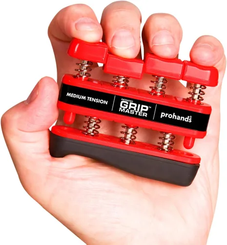Vista 16 de Prohands Gripmaster - Ejercitador de mano (fortalecedor de agarre de mano), con resorte, sistema de pistón de dedos, aislamiento y ejercicio de cada