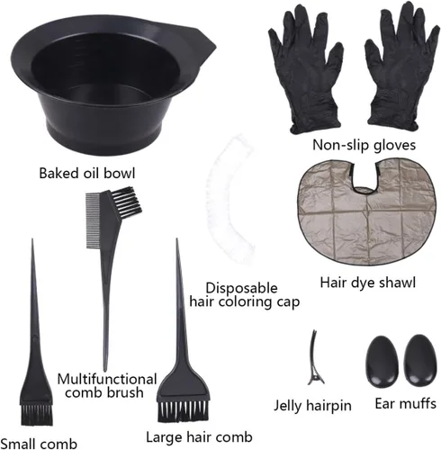 Vista 5 de Healifty Kit de tinte para el cabello, 20 unidades, cuenco de tinte para el cabello, cepillo de tinte para el cabello, peine de tinte para el 20