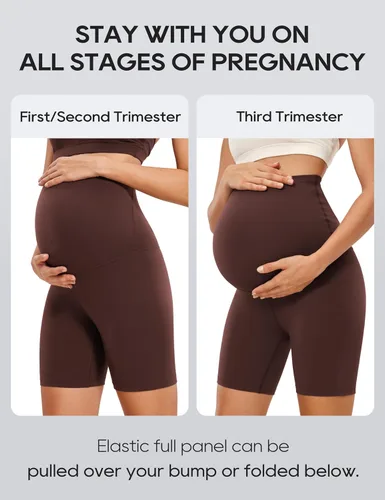 Vista 6 de CRZ YOGA Butterluxe - Pantalones cortos de yoga de maternidad sobre el vientre de 6 pulgadas, pantalones cortos de ciclismo atléticos