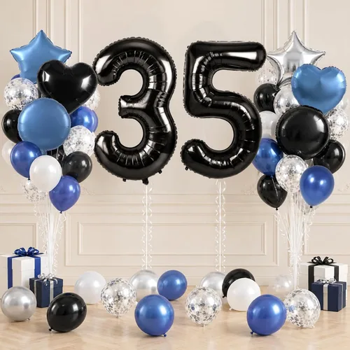 Vista 300 de TONIFUL Globo de aluminio negro de 40 pulgadas con el número 0, decoraciones de cumpleaños negro (Bk-black)