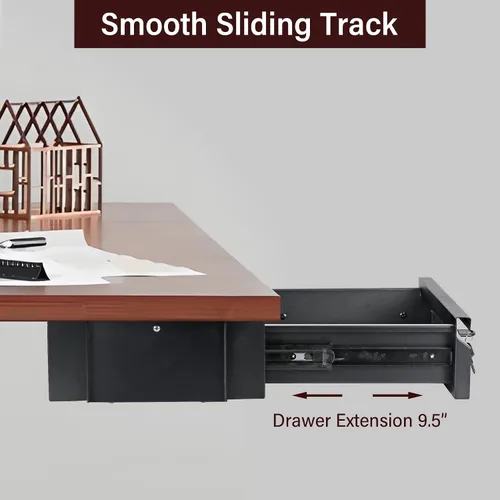 Vista 6 de Cajón para debajo del escritorio, 15.7 x 11.8 x 4.3 pulgadas Under Desk Pull Out Drawer with Lock and Keys, 4.3” & 7.5” Optional Bracket Height