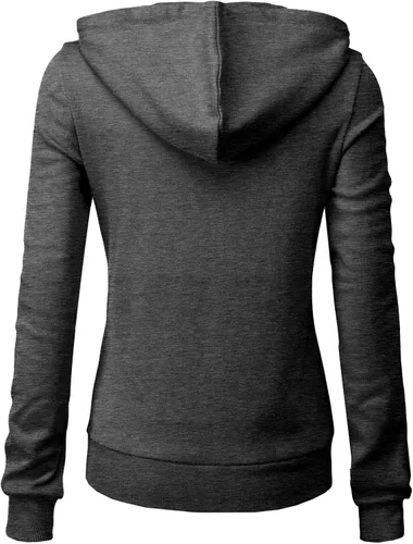 Vista 4 de Sudadera con capucha y cremallera para mujer, ligera, manga larga, bolsillo tipo canguro, ropa casual básica