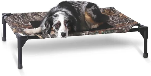 Vista 15 de K&H PET PRODUCTS - Cuna elevada para mascotas con centro de malla, varios tamaños Malla de color marrón.