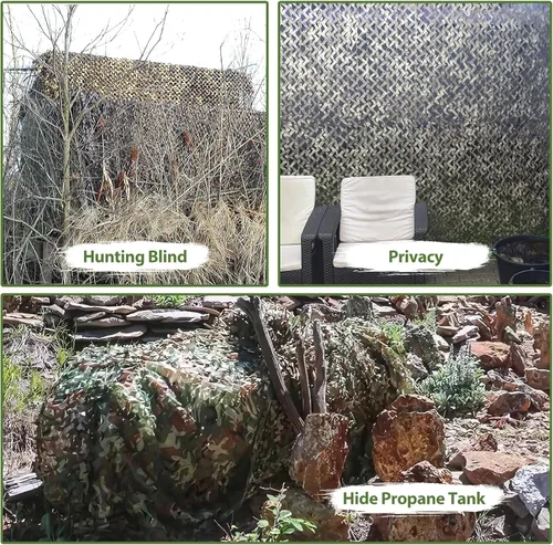Vista 5 de Camo Netting Camouflage Netting with Mesh Backing Military Camo Nets Sunshade Fence Tarp Net Lightweight Great for Duck Hunting Blind Shooting
