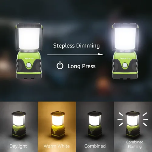 Vista 3 de Lighting EVER Paquete – 2 artículos: 1000LM batería LED linterna camping y 1000LM recargable LED linterna de camping