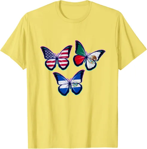 Vista 42 de Multiculti Heritage. Camiseta El Salvador México y Estados Unidos