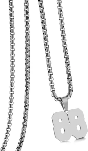 Vista 181 de Collar de Número Dorado para Hombre, Cadena de Acero Inoxidable con Colgante de Número para Atletas, Joyería Deportiva Personalizada para Niños