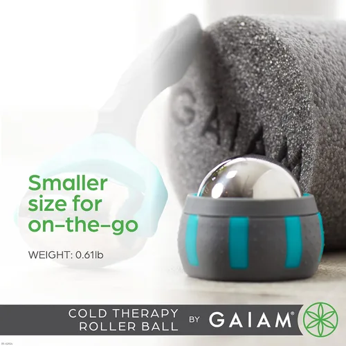 Vista 5 de Gaiam Restore Rodillo Masajeador (Terapia en Frío), Rodillo Muscular Ergonómico de 360° de Fácil Deslizamiento para Alivio de Todo el Cuerpo, Diseño