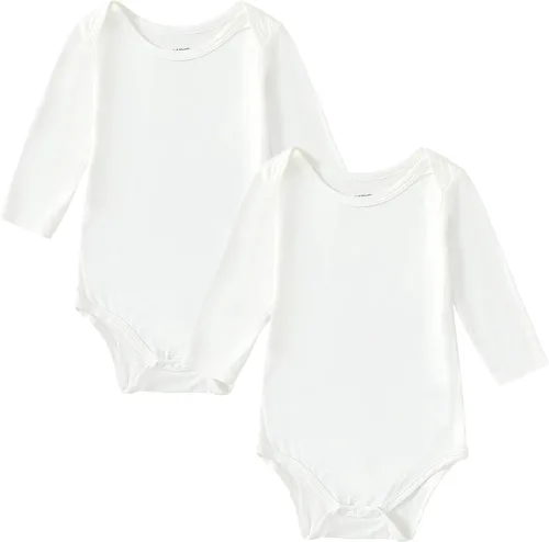 Vista 12 de DEFAHN Viscose from Bamboo Baby Bodysuits 2 Pack, Baby Onsies 0-24M Negro