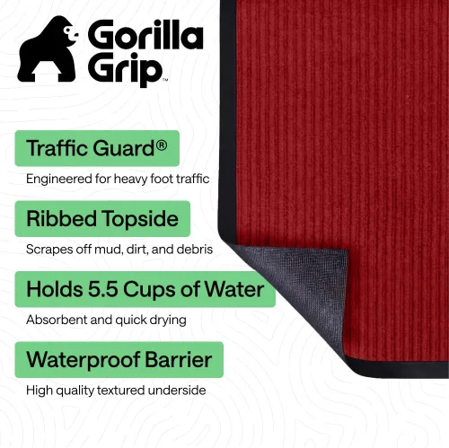 Vista 184 de Gorilla Grip - Tapete afelpado original de goma con perfil bajo, resistente, duradero, impermeable y fácil de limpiar para interior y exterior Marrón