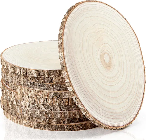 Vista 10 de Juego de (10) rebanadas de madera de 9 a 10 pulgadas, centros de mesa de madera para mesas, rebanadas de madera para centros de mesa, rondas