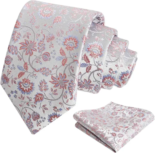 Vista 144 de Alizeal Mens 3.15inches Leaf Flower Pattern Tie with Floral Pocket Square Set