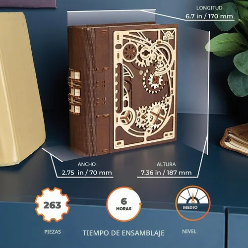 Vista 2 de UGEARS Book of Secrets - Rompecabezas 3D de madera para adultos