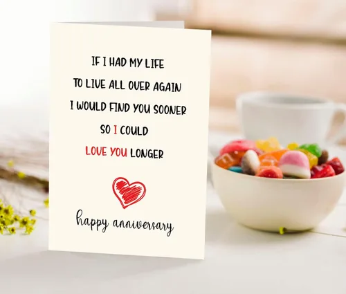Vista 5 de Tarjeta de feliz aniversario para novia, novio, esposa, marido, divertida tarjeta de aniversario con texto en inglés "If I had My Life to Live All