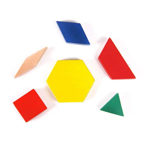 Vista 3 de hand2mind Bloques de madera para niños, formas para jardín de infantes, juguetes Montessori, formas geométricas, simetría, reconocimiento de formas