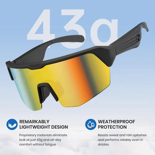 Vista 4 de Cyxus Gafas de sol deportivas inteligentes con Bluetooth UV400 para hombres y mujeres Altavoces de música de oído abierto, micrófono incorporado