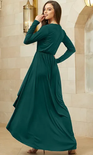 Vista 5 de KOH KOH Vestido de cóctel formal de otoño e invierno con abertura para mujer