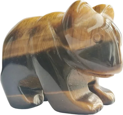 Vista 10 de Figuras naturales de oso de piedra de sangre africana, cristales tallados a mano de 1.5 pulgadas y estatua de piedra curativa para decoración