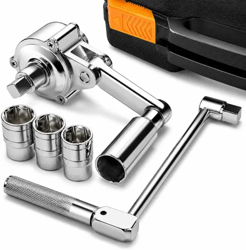 Vista 4 de XtremepowerUS Llave de torsión Multiplicador de llave de torsión Juego de llave de tuerca de rueda de ahorro de mano Removedor de tuerca de rueda