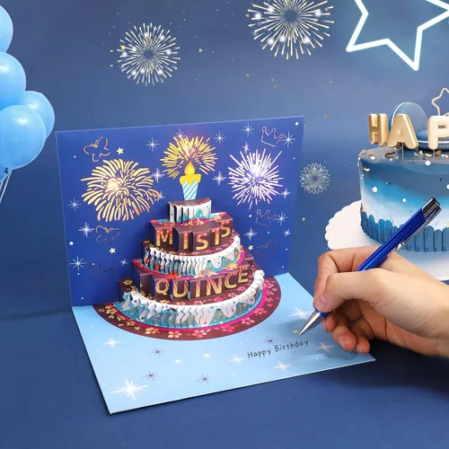 Vista 6 de Rotel Tarjeta de quinceañera, luz de pastel emergente y música, tarjeta de feliz cumpleaños 15 para regalos de quinceañera, tarjetas