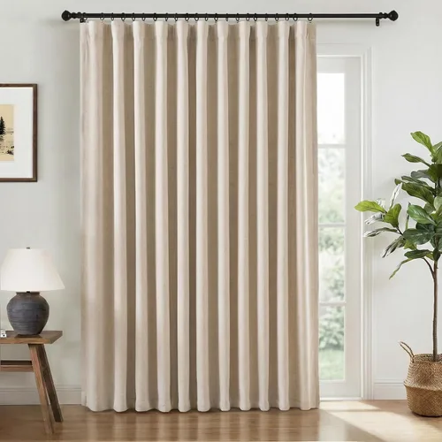 Vista 55 de INOVADAY Cortinas 100% opacas para dormitorio, cortinas opacas de color rosa bebé de 90 pulgadas de largo, cortinas opacas de lino con anillos