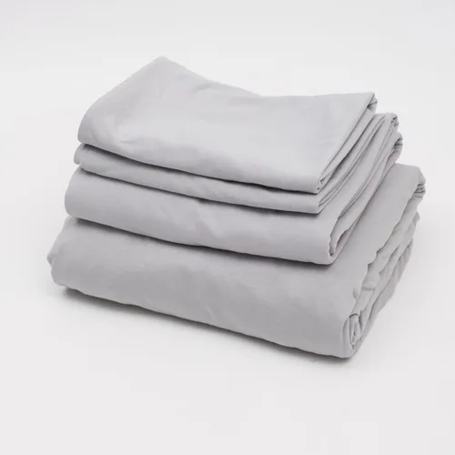 Vista 5 de Juego de sábanas de cama 100% algodón con bolsillo profundo - Tejido jersey de camiseta - Extra suave - Fácil ajuste - Juego de 4 piezas con fundas