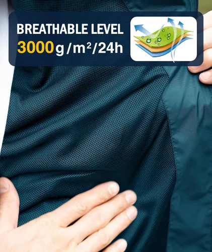 Vista 50 de SWISSWELL Chaqueta impermeable para hombre, rompevientos, ligera con capucha para uso diario casual