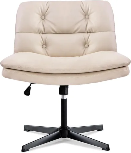 Vista 8 de Criss Cross Chair No Wheel Saucer Gaming Armless Swivel Vanity Chair Ergonomic Cross Legged Home Office Computer Chair for Home Living Room Bedroom