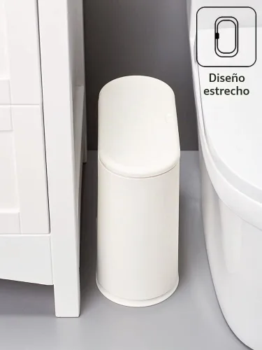 Vista 4 de Cubo de basura rectangular delgado de plástico negro con tapa de presión, cubo de basura estrecho de 12 litros / 3.2 galones con tapa emergente