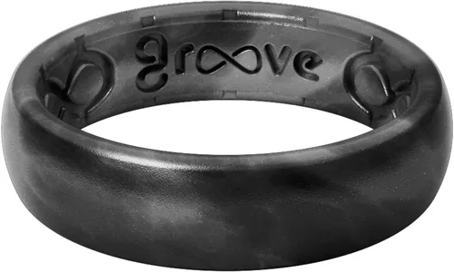 Vista 12 de Groove Life Anillo de silicona sólido y delgado - Anillos de boda de goma transpirables para mujeres, cobertura de por vida, diseño único, anillo