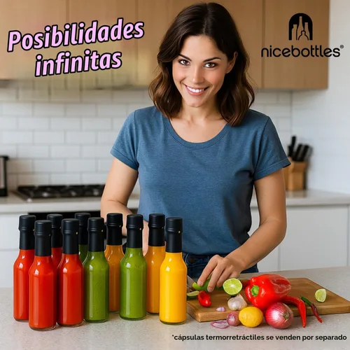 Vista 6 de nicebottles Botellas de salsa picante, 5 oz - Paquete de 24