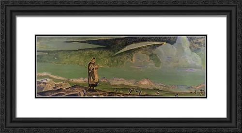 Vista 4 de ArtDirect Roerich, Nicholas 24x14 Black Modern Framed Art Print Titled: Legend Black Modern Wood Frame