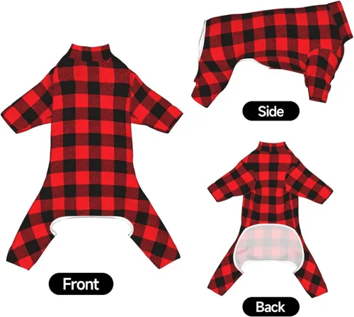 Vista 2 de SWEET TANG Funny Unique Pet Onesie Calming Shirt Christmas Buffalo Plaid Pattern (253)