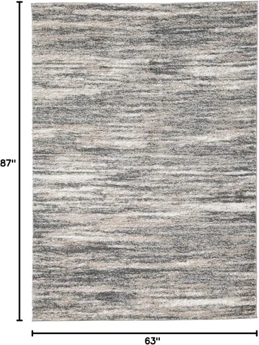 Vista 3 de Signature Design by Ashley Gizela - Alfombra contemporánea de 5 x 7 pulgadas, diseño a rayas, marfil, gris y beige