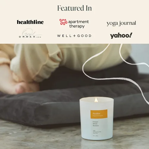 Vista 5 de Mindful Modern Natural Awaken Candle Aroma de jengibre y hierba de limón Aromaterapia para aliviar el estrés, meditación, yoga, curación
