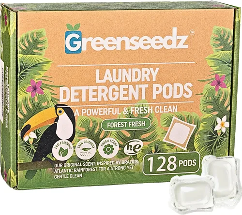 Vista 10 de Greenseedz - Cápsulas de detergente para ropa, 32 unidades, aroma fresco, ecológico, biodegradable, compatible con él, potente eliminación