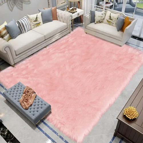 Vista 42 de Latepis - Alfombra rectangular de piel sintética tipo lana de oveja suave y esponjosa de estilo bohemio para sala de estar, dormitorio y residencias