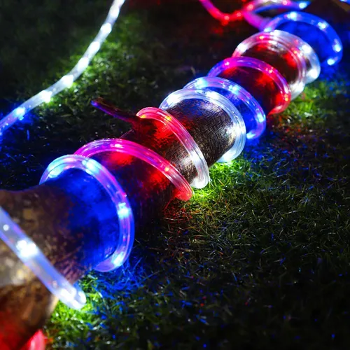 Vista 4 de DINGFU Cuerda de luces LED impermeables de 50 pies, 360 luces LED de 110 V conectables para interiores y exteriores, para terraza, patio, piscina