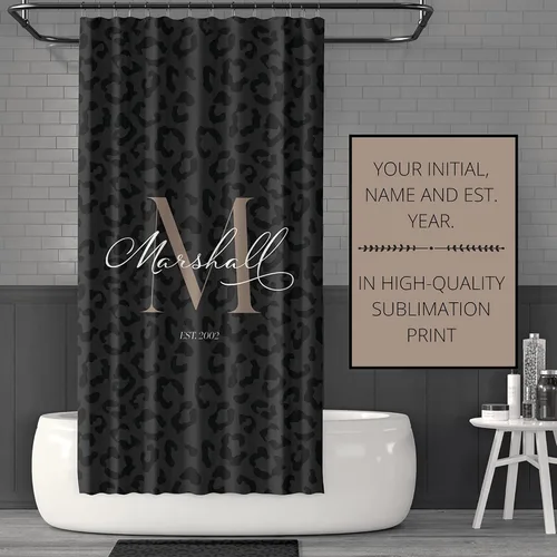 Vista 4 de ArtBroz - Cortina de ducha personalizada con monograma, 71 x 74 pulgadas, cortinas de baño de tela impermeable con iniciales con monograma