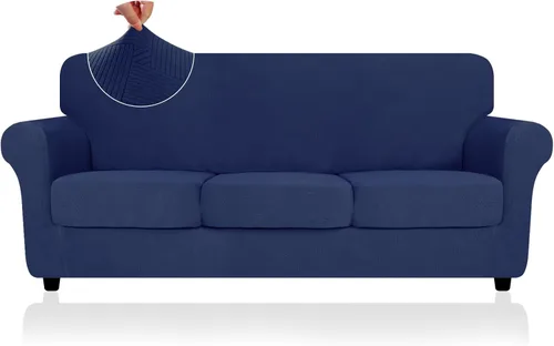 Vista 33 de ZNSAYOTX 2026 Funda de silla a rayas de 2 piezas (79 cm - 117 cm), funda de sillón elástica gruesa con banda elástica antideslizante y lazos
