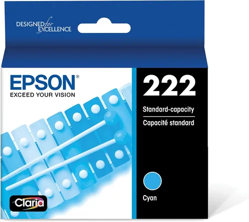 Vista 5 de Epson 222 Cartucho negro de tinta Claria de alta capacidad (T222XL120-S) funciona y cartucho cian de capacidad estándar de 222 Claria Ink